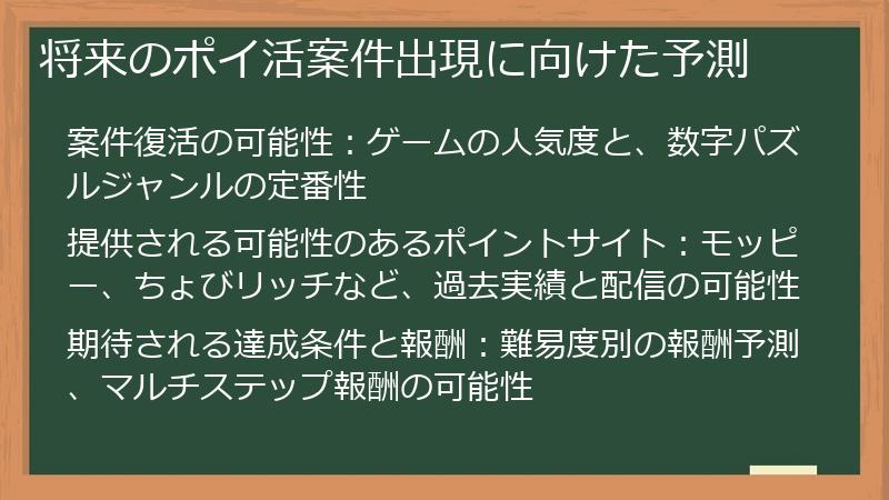 将来のポイ活案件出現に向けた予測