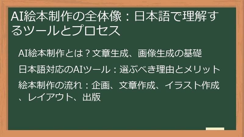 AI絵本制作の全体像：日本語で理解するツールとプロセス