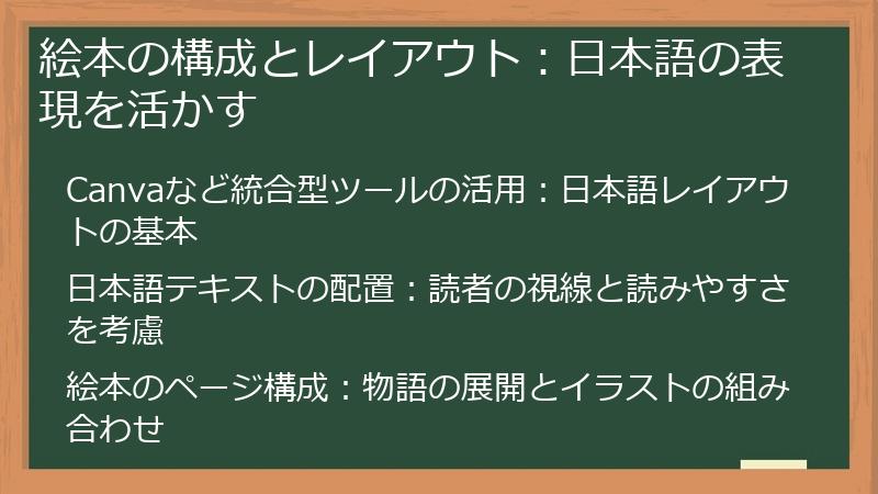 絵本の構成とレイアウト：日本語の表現を活かす