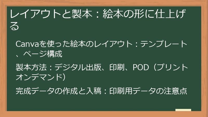 レイアウトと製本：絵本の形に仕上げる