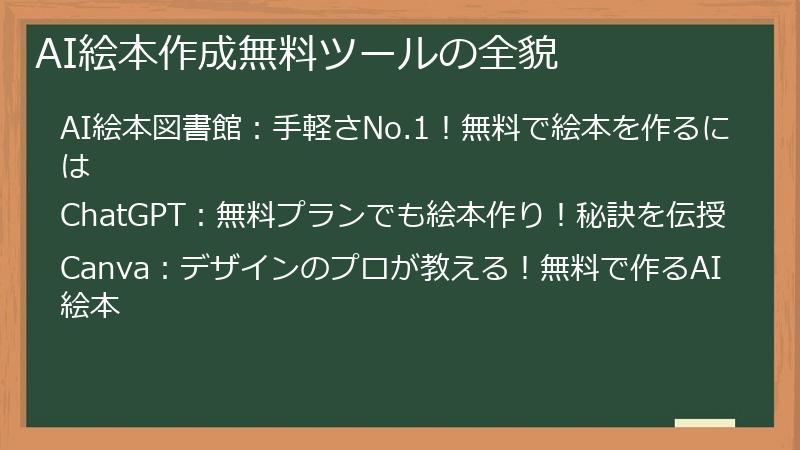 AI絵本作成無料ツールの全貌