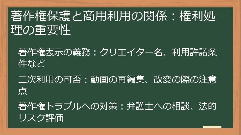 著作権保護と商用利用の関係：権利処理の重要性