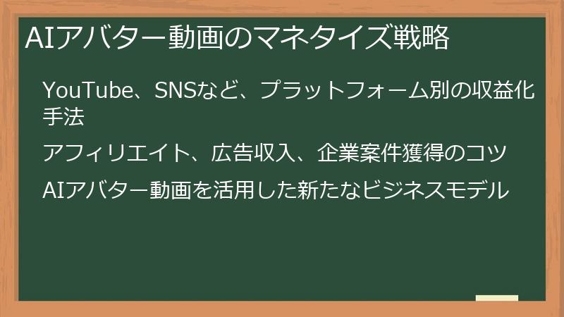 AIアバター動画のマネタイズ戦略