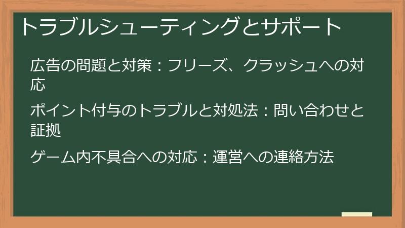 トラブルシューティングとサポート