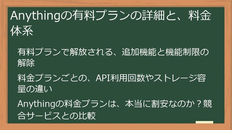 Anythingの有料プランの詳細と、料金体系