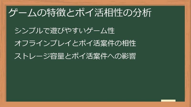ゲームの特徴とポイ活相性の分析