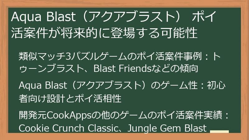Aqua Blast（アクアブラスト） ポイ活案件が将来的に登場する可能性