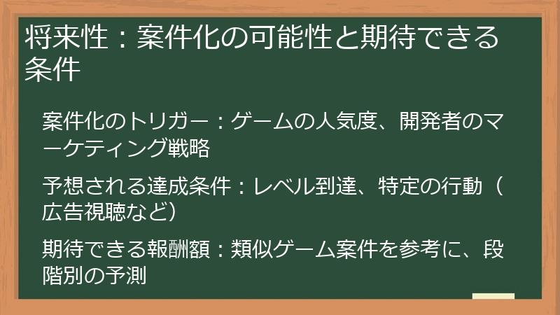将来性：案件化の可能性と期待できる条件