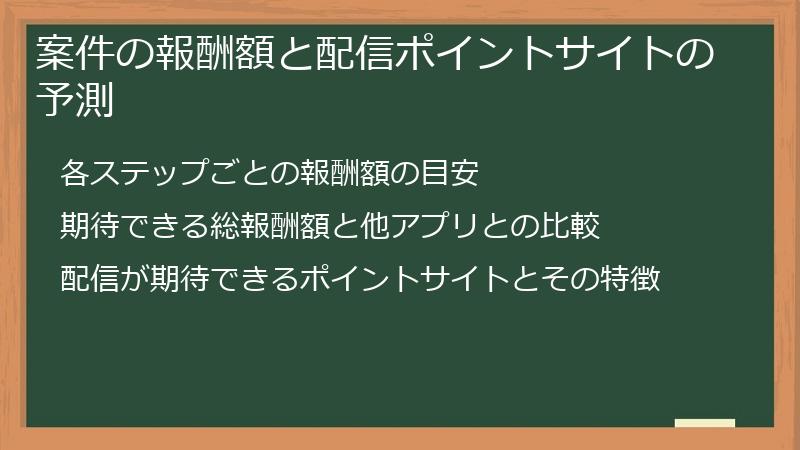 案件の報酬額と配信ポイントサイトの予測