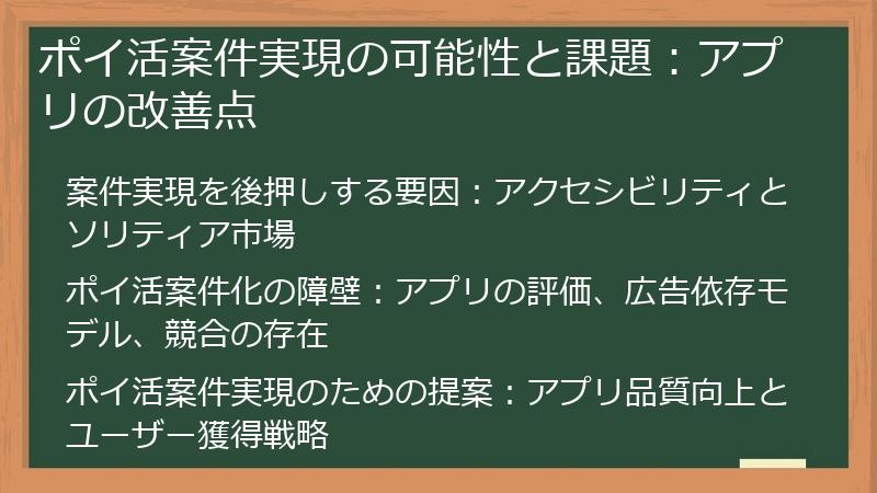 ポイ活案件実現の可能性と課題：アプリの改善点