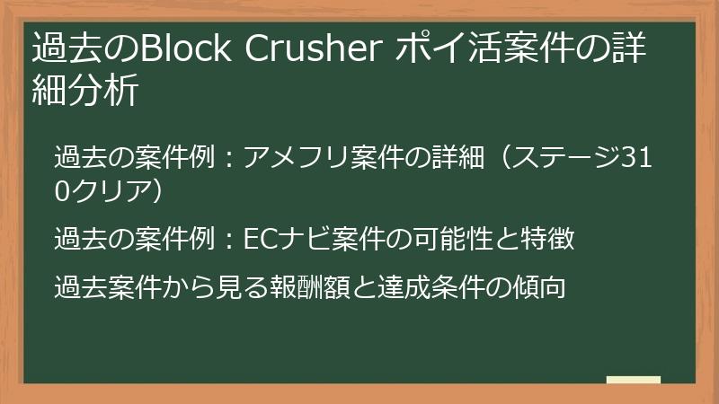 過去のBlock Crusher ポイ活案件の詳細分析