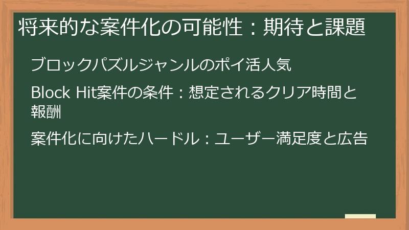 将来的な案件化の可能性：期待と課題
