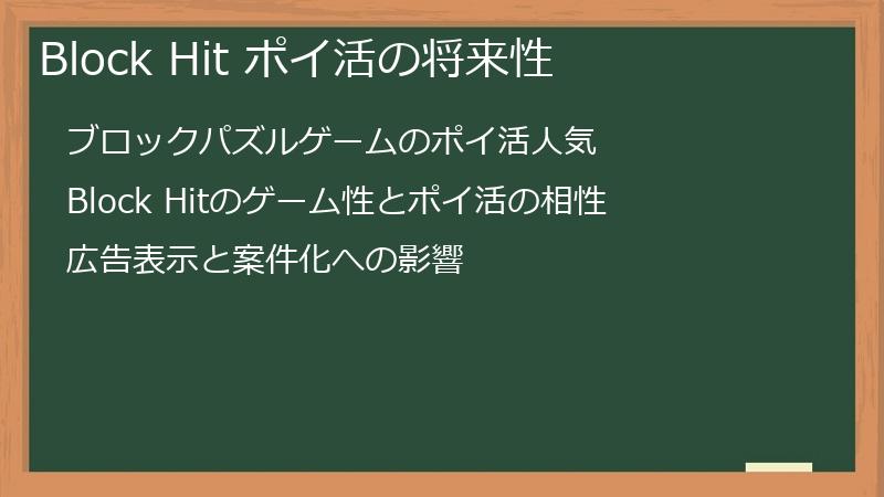 Block Hit ポイ活の将来性