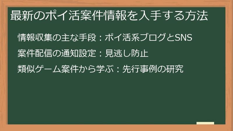 最新のポイ活案件情報を入手する方法