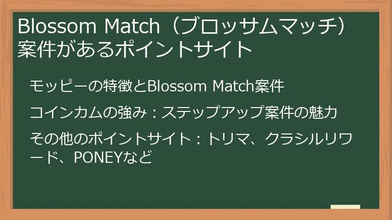 Blossom Match（ブロッサムマッチ） 案件があるポイントサイト
