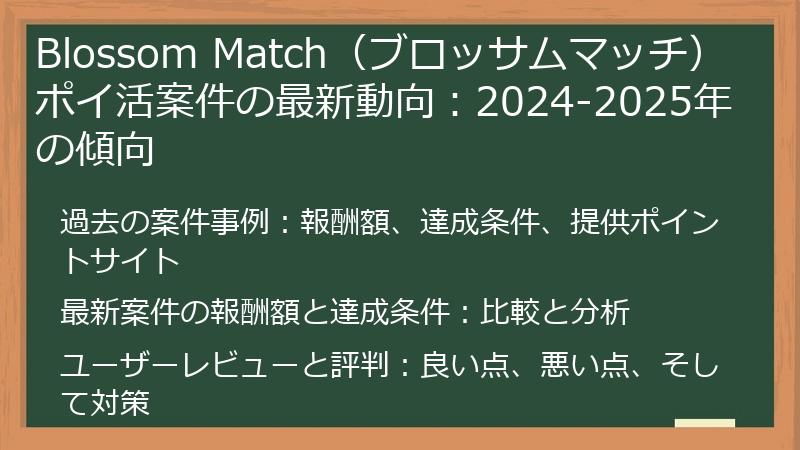 Blossom Match（ブロッサムマッチ） ポイ活案件の最新動向：2024-2025年の傾向