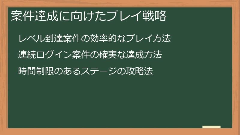案件達成に向けたプレイ戦略