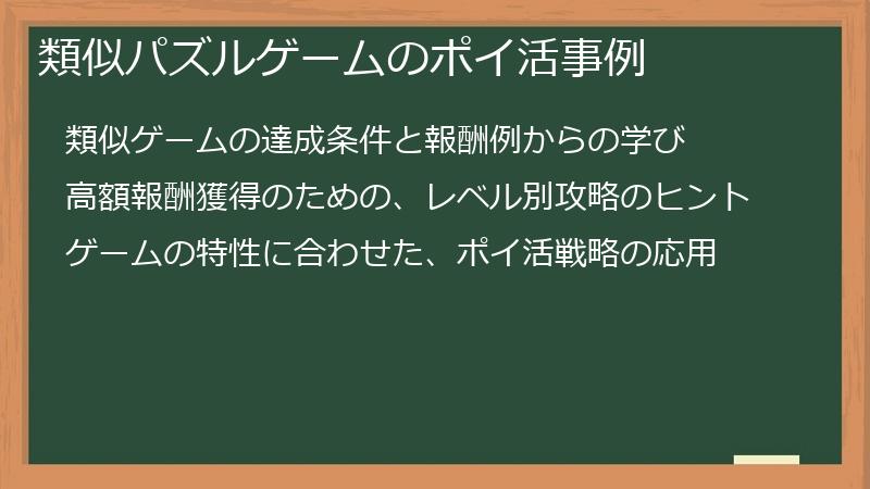 類似パズルゲームのポイ活事例