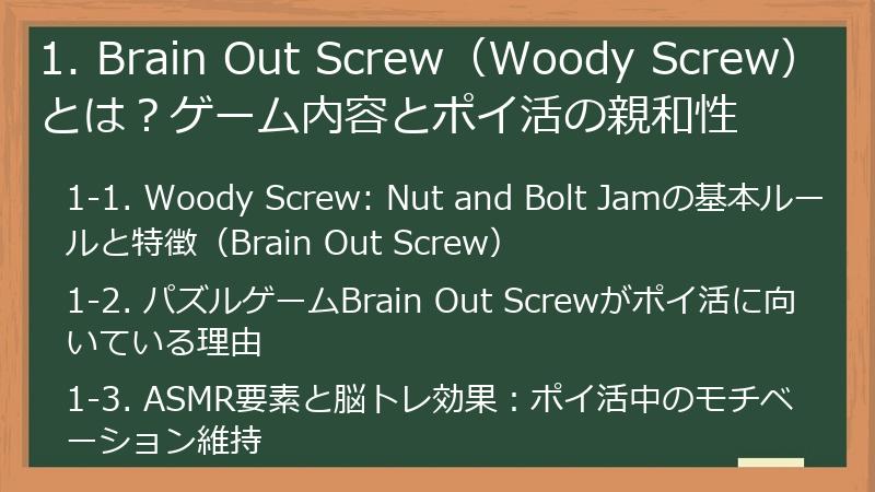 1. Brain Out Screw（Woody Screw）とは？ゲーム内容とポイ活の親和性