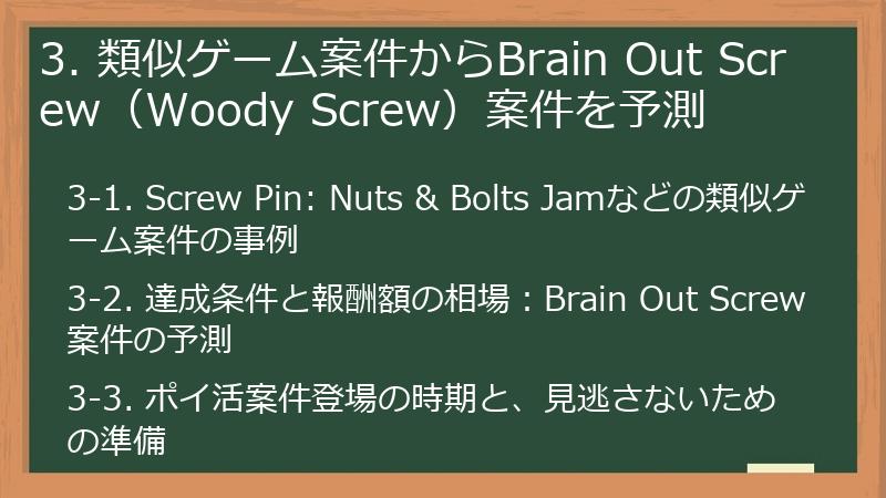 3. 類似ゲーム案件からBrain Out Screw（Woody Screw）案件を予測