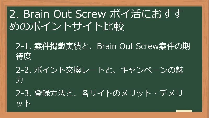 2. Brain Out Screw ポイ活におすすめのポイントサイト比較