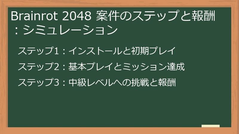 Brainrot 2048 案件のステップと報酬：シミュレーション