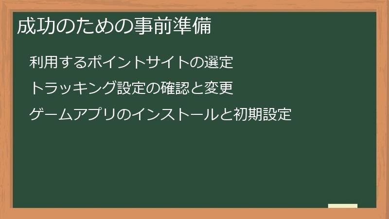 成功のための事前準備