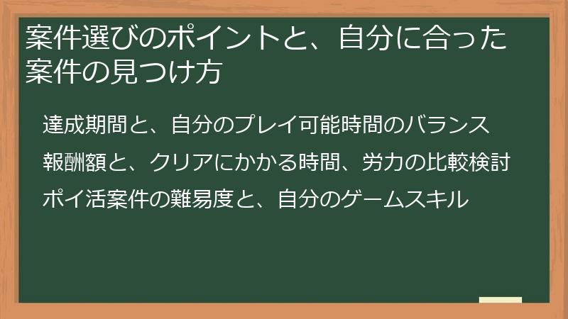 案件選びのポイントと、自分に合った案件の見つけ方