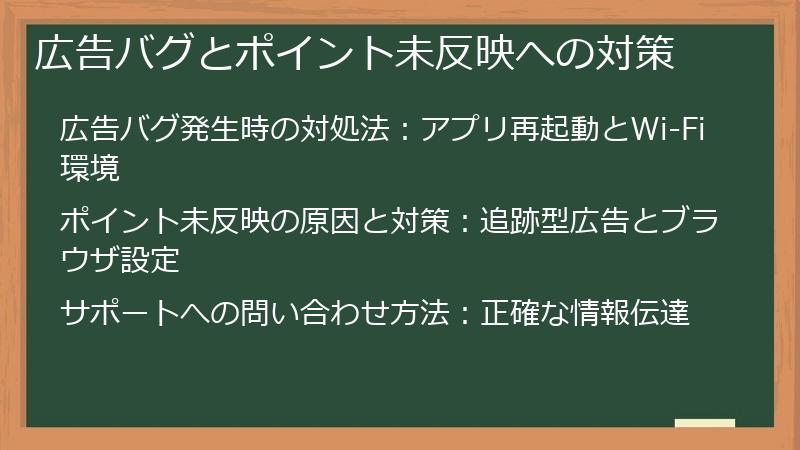 広告バグとポイント未反映への対策