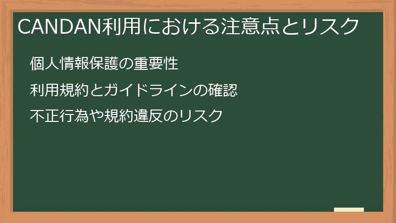 CANDAN利用における注意点とリスク