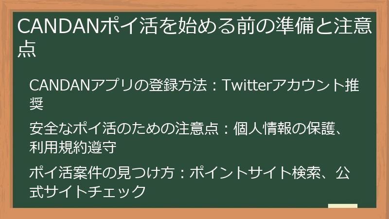 CANDANポイ活を始める前の準備と注意点