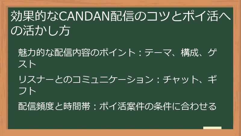 効果的なCANDAN配信のコツとポイ活への活かし方