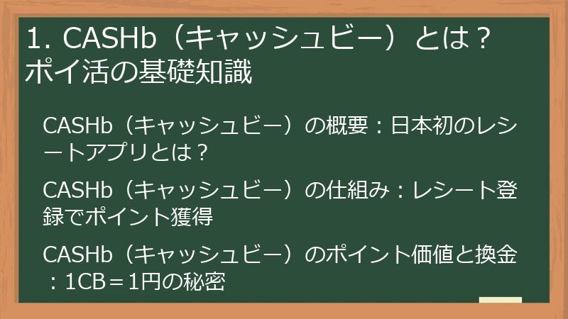 1. CASHb（キャッシュビー）とは？ ポイ活の基礎知識
