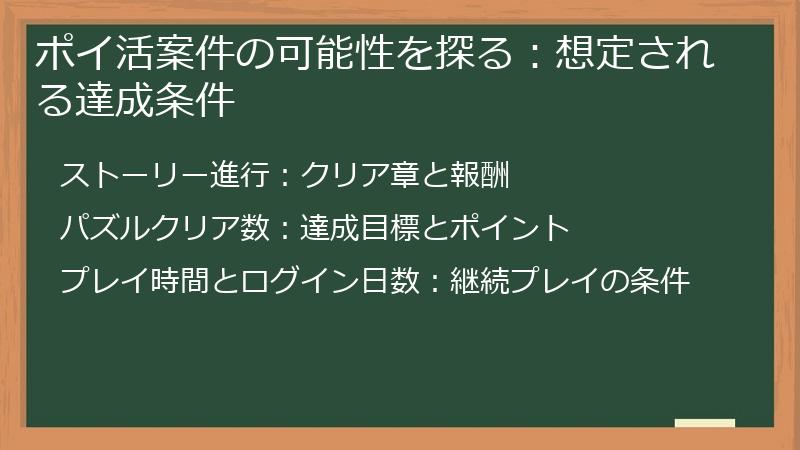 ポイ活案件の可能性を探る：想定される達成条件