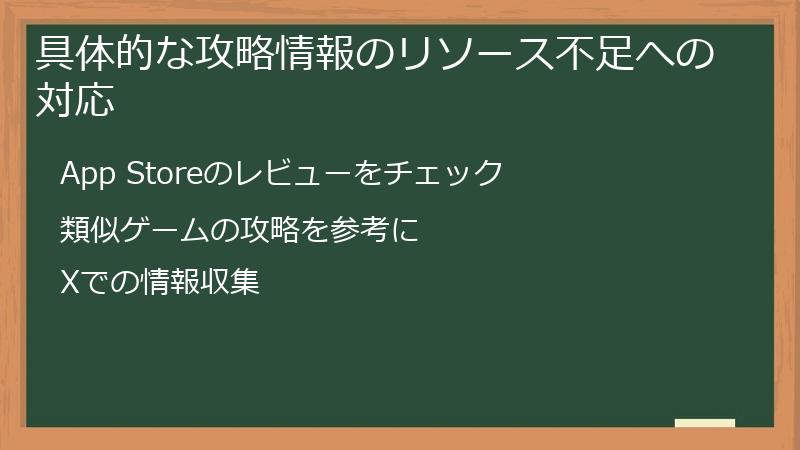 具体的な攻略情報のリソース不足への対応