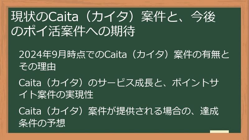 現状のCaita（カイタ）案件と、今後のポイ活案件への期待