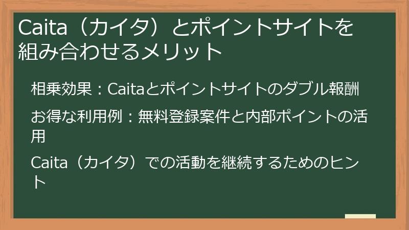 Caita（カイタ）とポイントサイトを組み合わせるメリット
