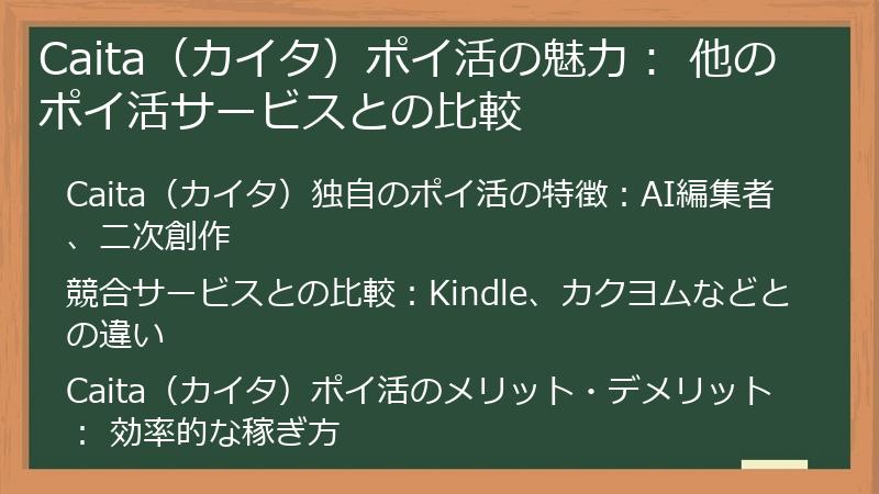 Caita（カイタ）ポイ活の魅力： 他のポイ活サービスとの比較