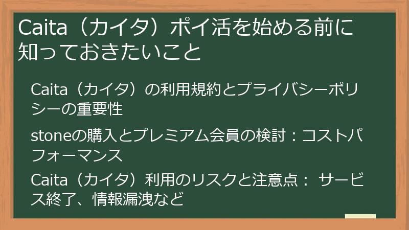 Caita（カイタ）ポイ活を始める前に知っておきたいこと