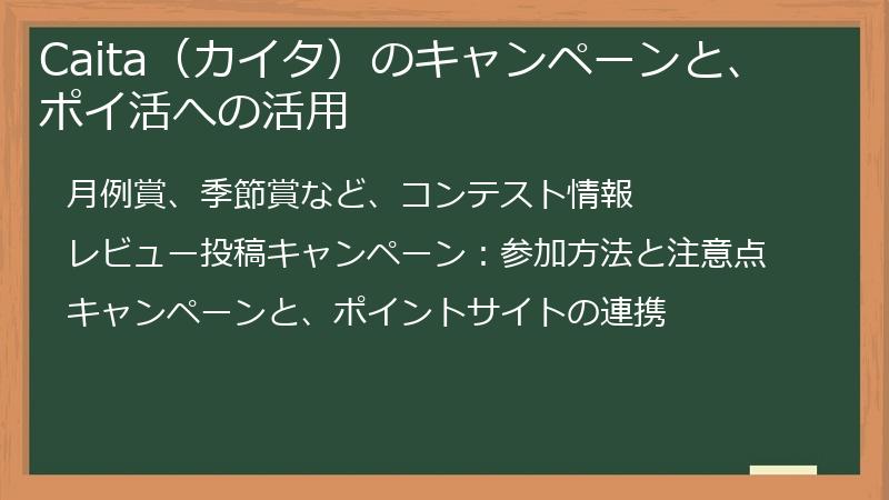 Caita（カイタ）のキャンペーンと、ポイ活への活用