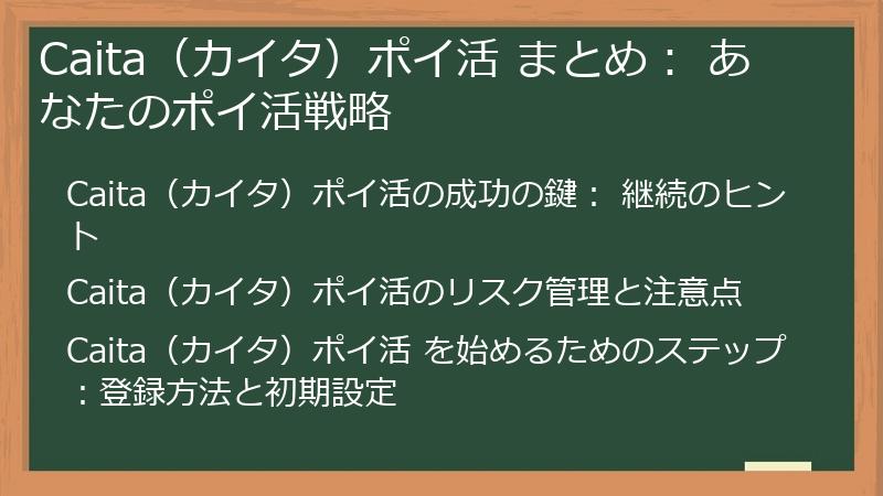 Caita（カイタ）ポイ活 まとめ： あなたのポイ活戦略