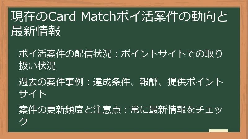 現在のCard Matchポイ活案件の動向と最新情報