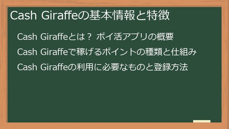 Cash Giraffeの基本情報と特徴