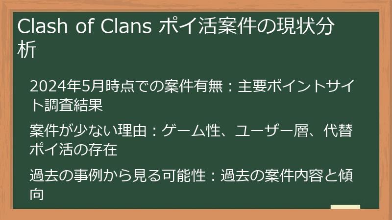 Clash of Clans ポイ活案件の現状分析