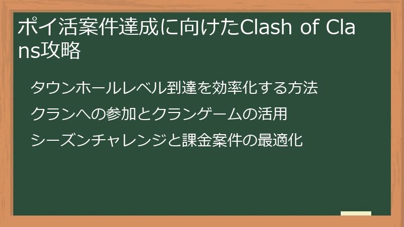 ポイ活案件達成に向けたClash of Clans攻略