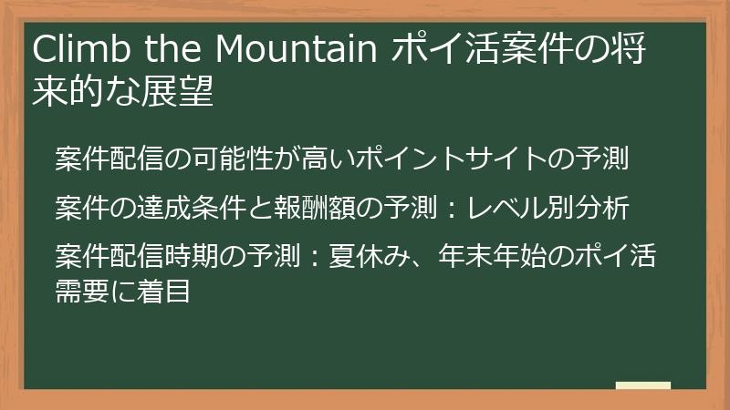 Climb the Mountain ポイ活案件の将来的な展望