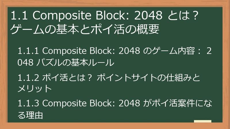 1.1 Composite Block: 2048 とは？ ゲームの基本とポイ活の概要