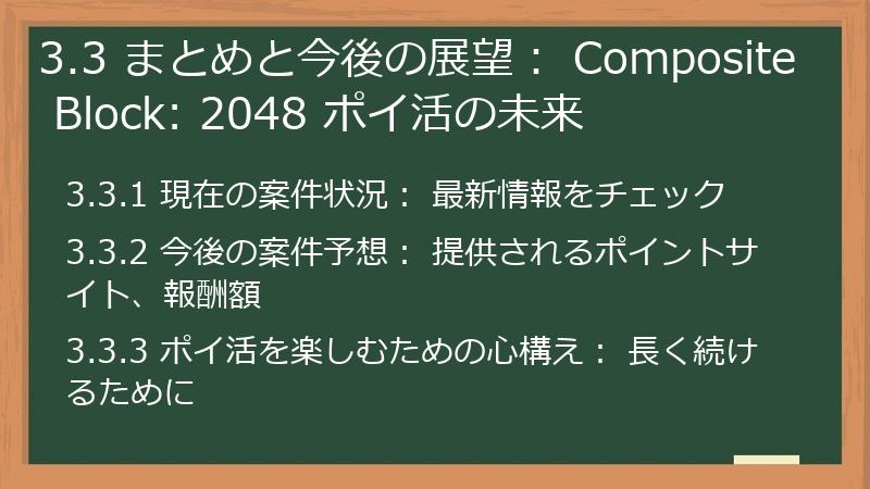 3.3 まとめと今後の展望： Composite Block: 2048 ポイ活の未来