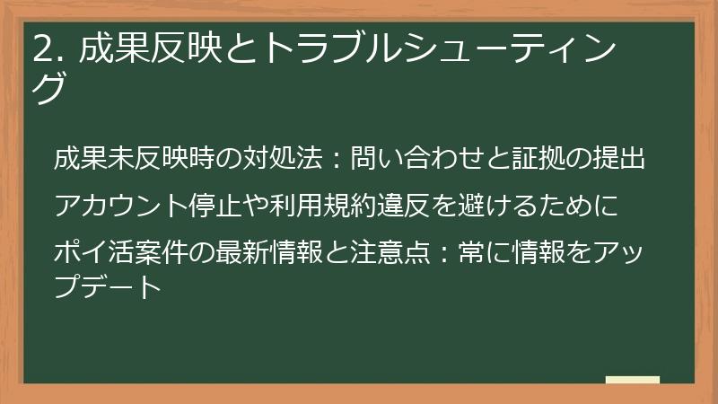 2. 成果反映とトラブルシューティング