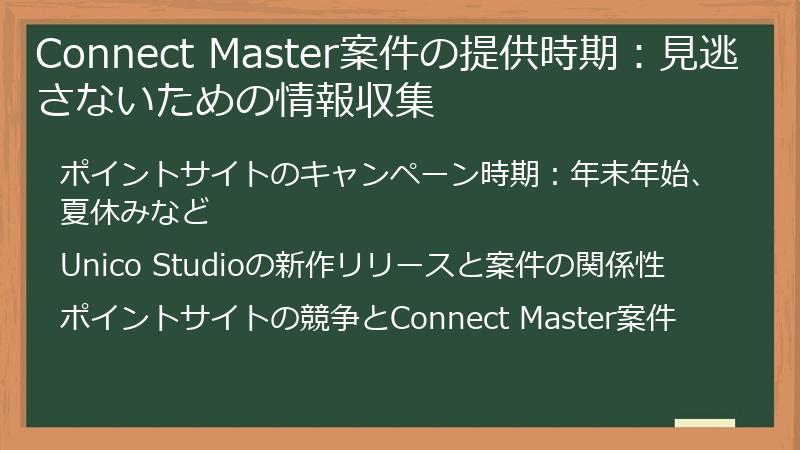 Connect Master案件の提供時期：見逃さないための情報収集